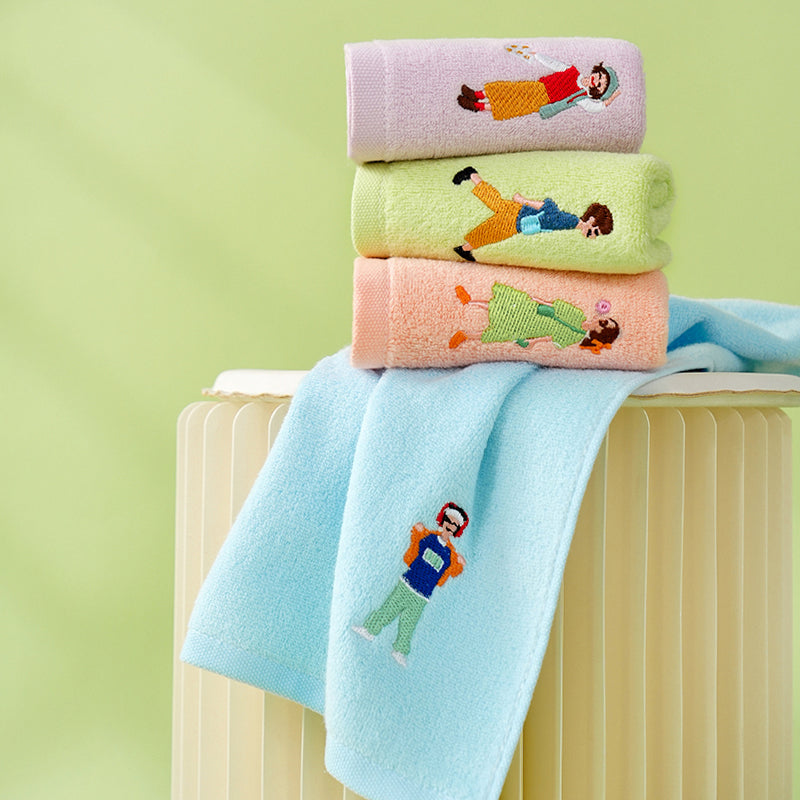 Zero twist yarn towel embroidered children's towel is youth series