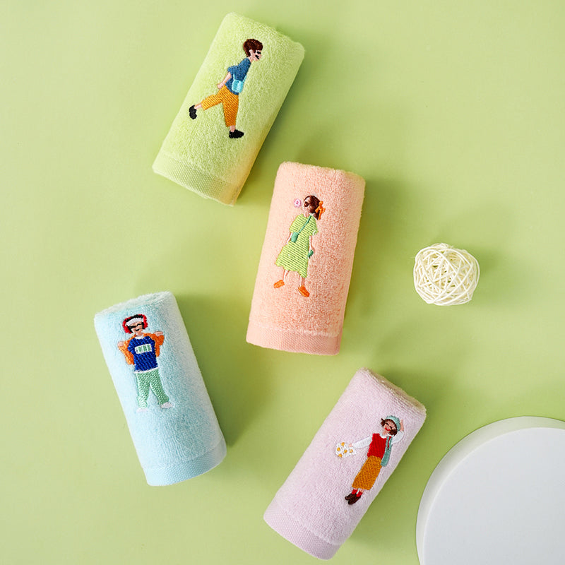 Zero twist yarn towel embroidered children's towel is youth series