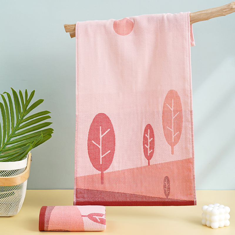 Double layer gauze+looped cotton absorbent landscape series