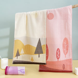 Double layer gauze+looped cotton absorbent landscape series