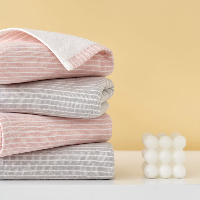 Double layer gauze+looped cotton absorbent stripe series