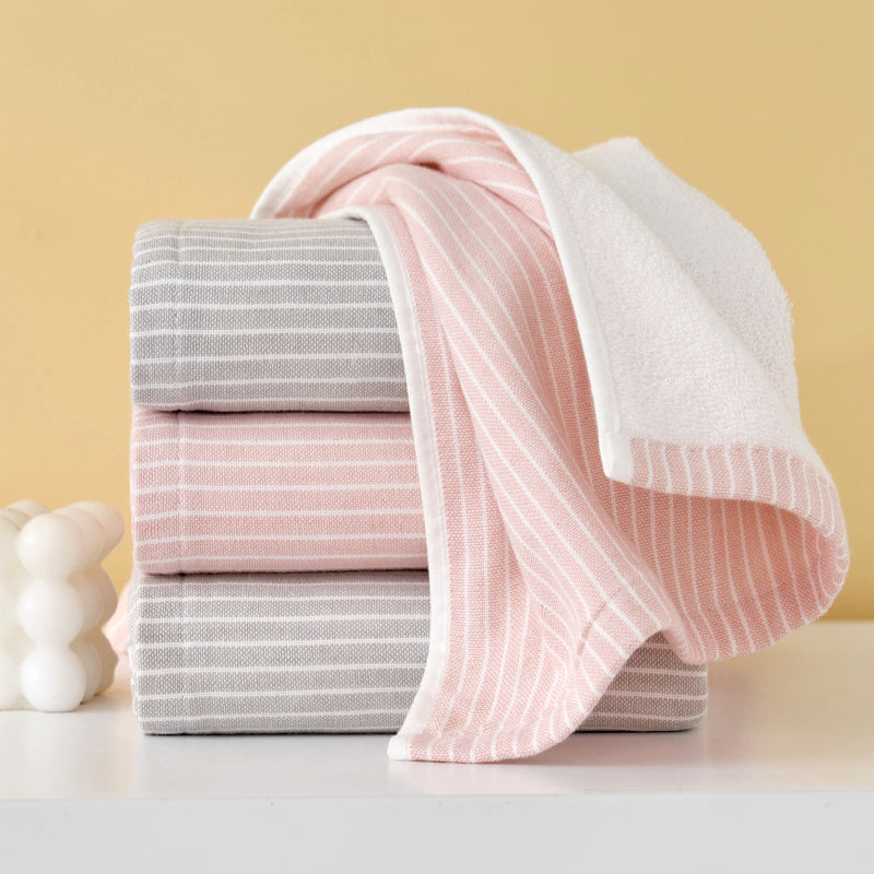 Double layer gauze+looped cotton absorbent stripe series
