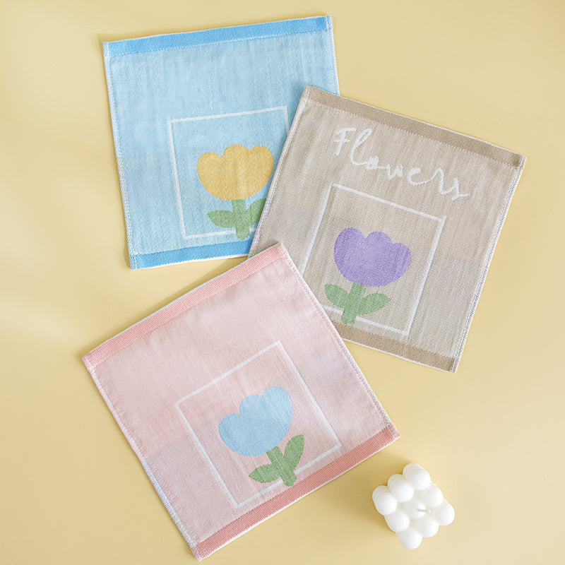 Double layer gauze+looped cotton absorbent tulip series
