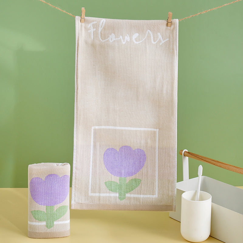 Double layer gauze+looped cotton absorbent tulip series