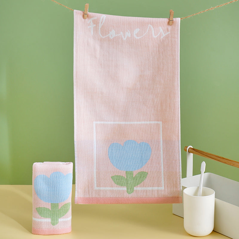 Double layer gauze+looped cotton absorbent tulip series