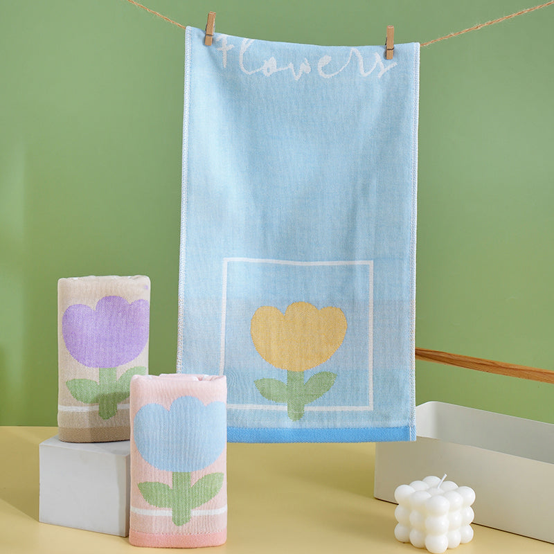 Double layer gauze+looped cotton absorbent tulip series