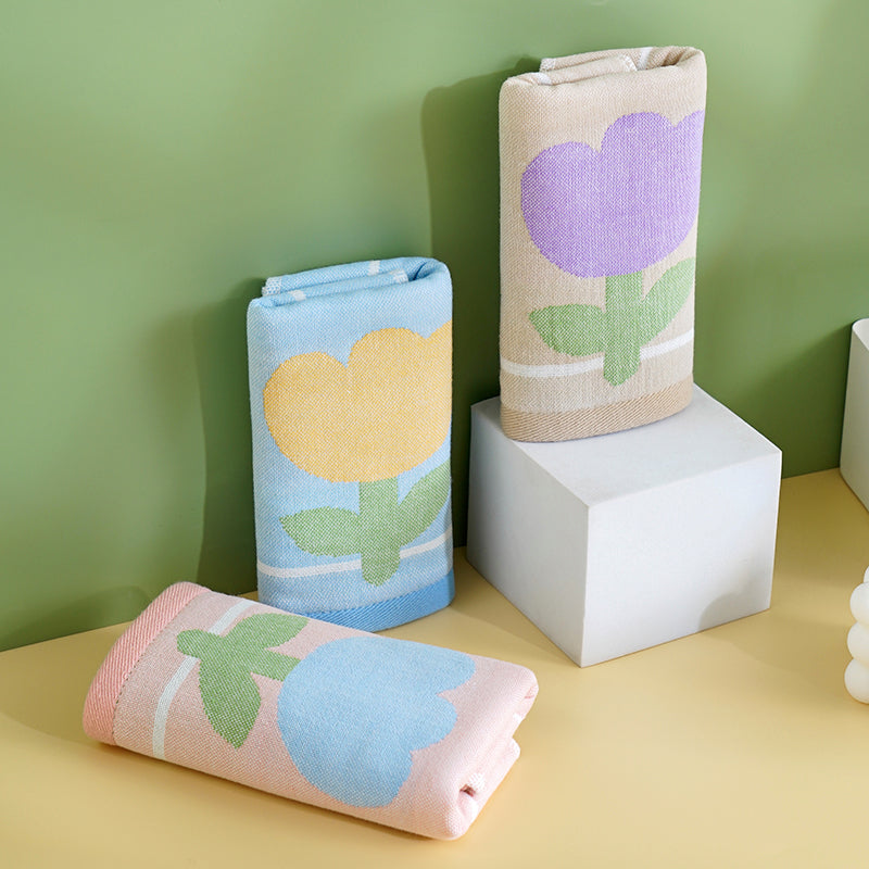 Double layer gauze+looped cotton absorbent tulip series