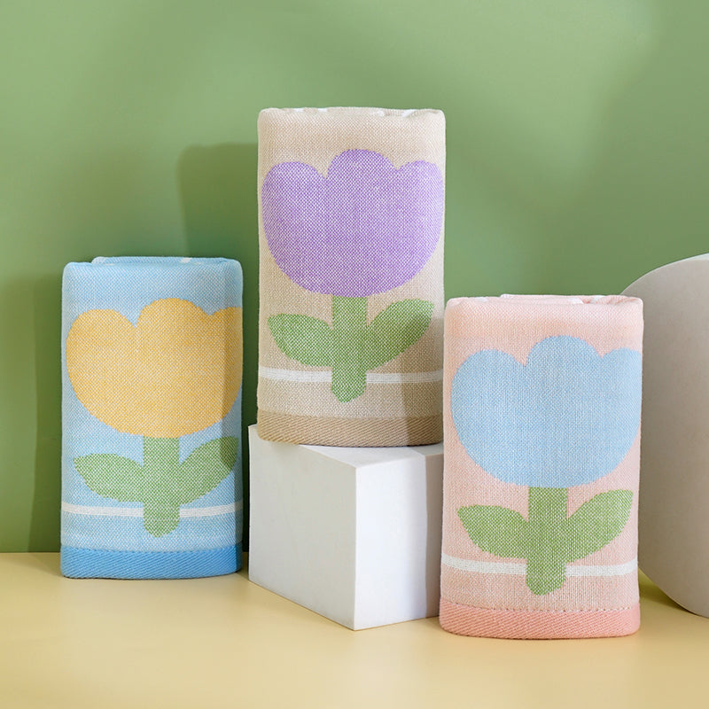 Double layer gauze+looped cotton absorbent tulip series