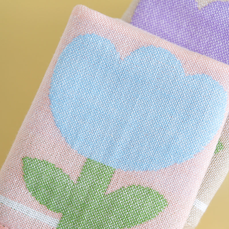 Double layer gauze+looped cotton absorbent tulip series