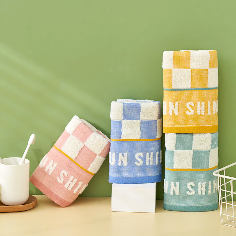 Double layer gauze+looped cotton absorbent checkerboard series