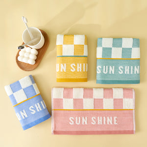 Double layer gauze+looped cotton absorbent checkerboard series