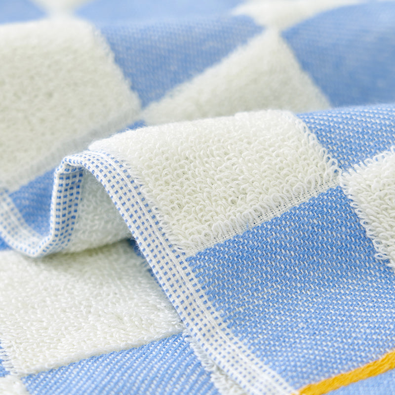 Double layer gauze+looped cotton absorbent checkerboard series