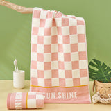 Double layer gauze+looped cotton absorbent checkerboard series