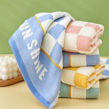 Double layer gauze+looped cotton absorbent checkerboard series