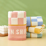 Double layer gauze+looped cotton absorbent checkerboard series