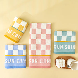 Double layer gauze+looped cotton absorbent checkerboard series