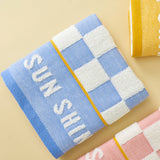 Double layer gauze+looped cotton absorbent checkerboard series