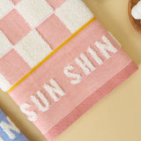 Double layer gauze+looped cotton absorbent checkerboard series