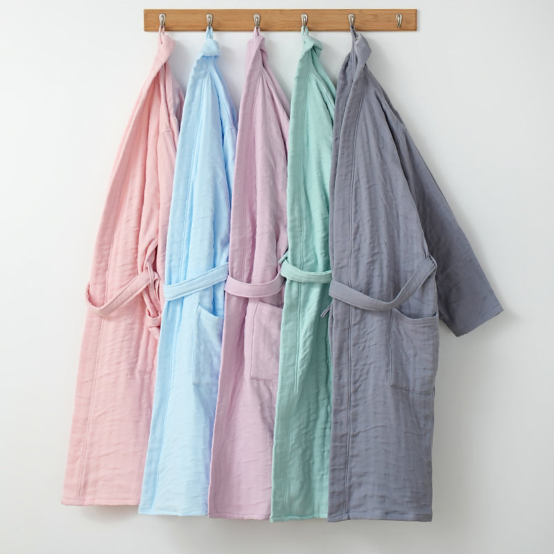 Solid color long sleeve bathrobes - 素色长袖浴袍 - photo 1