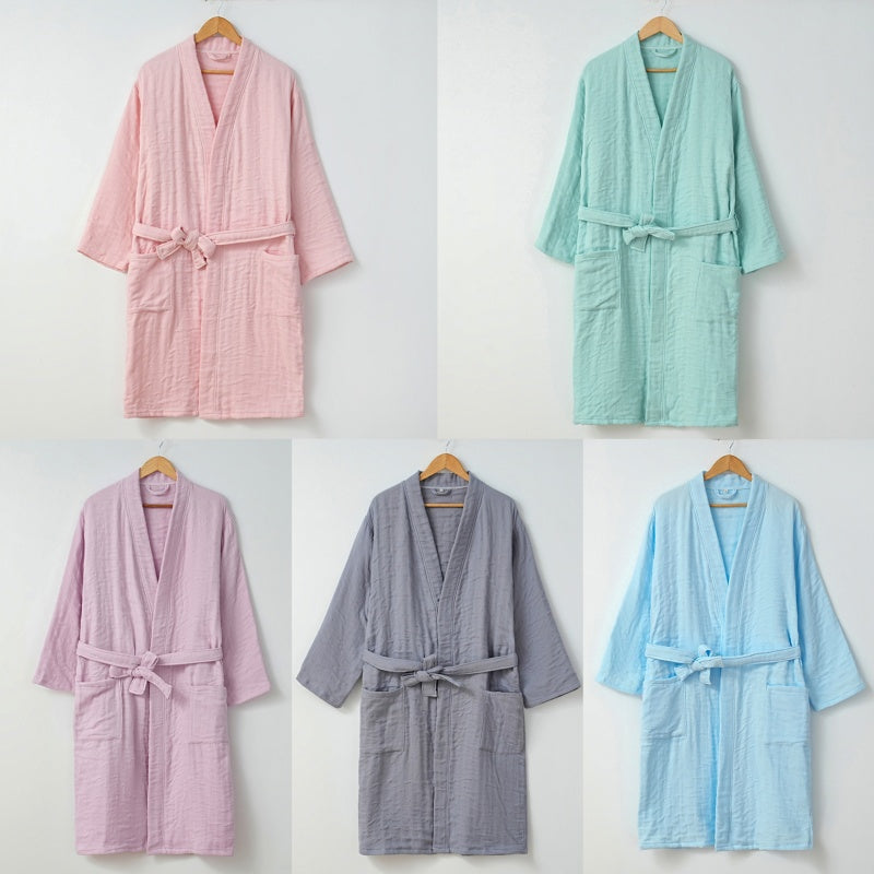 Solid color short sleeve bathrobes - 素色短袖浴袍 - photo 1