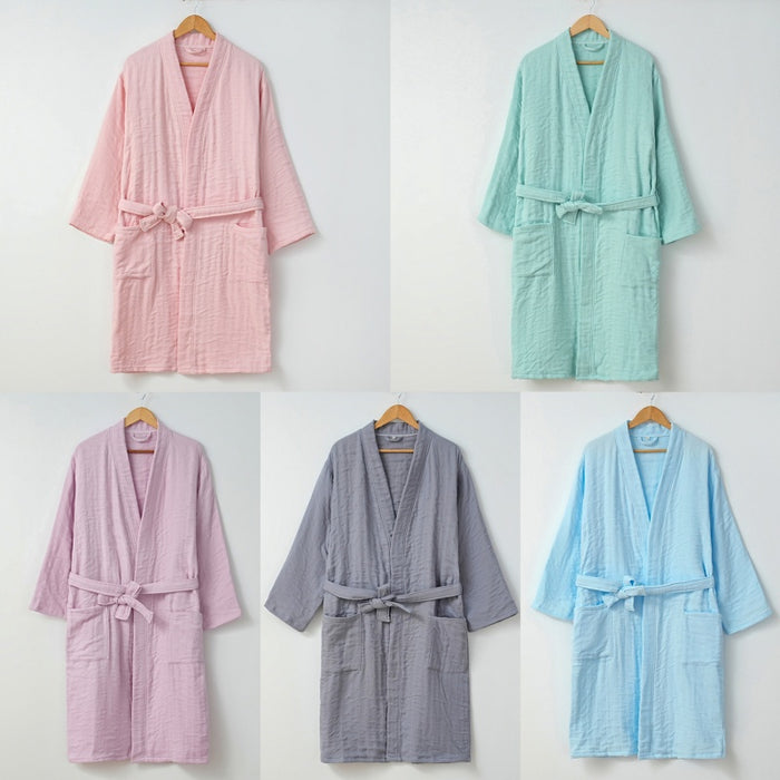 Solid color short sleeve bathrobes - 素色短袖浴袍 - photo 1