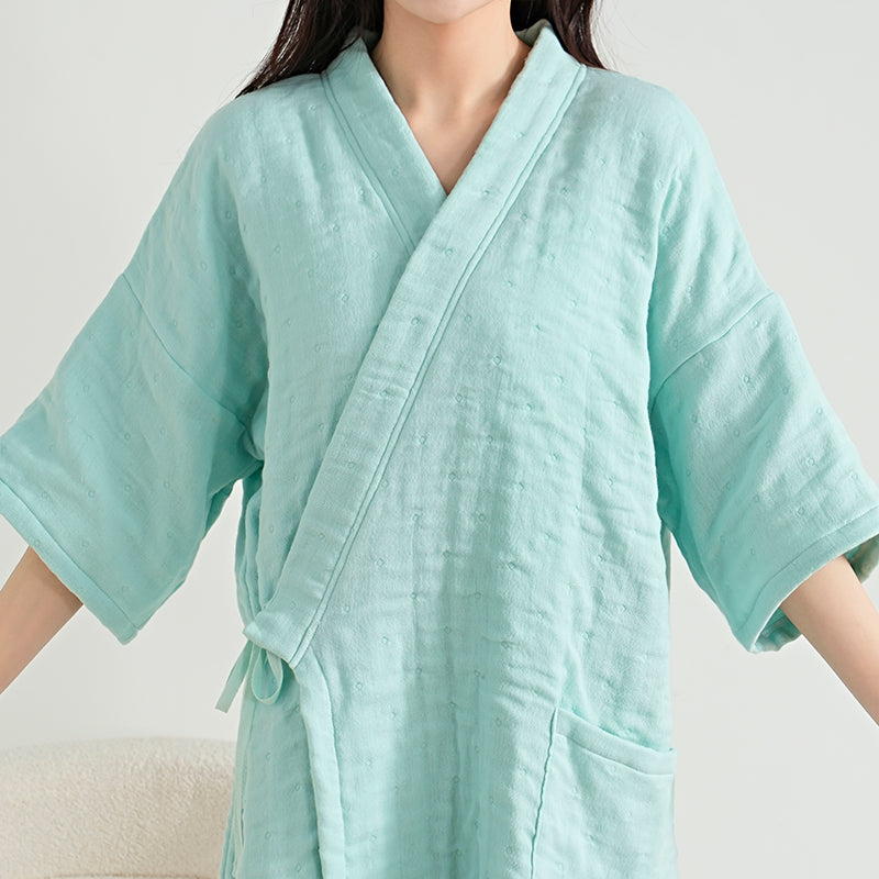 Solid color short sleeve bathrobes - 素色短袖浴袍 - photo 3