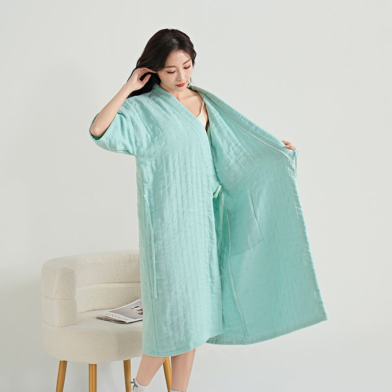 Solid color short sleeve bathrobes - 素色短袖浴袍 - photo 4