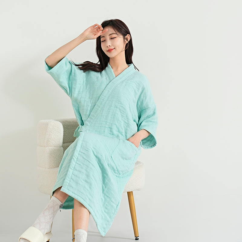 Solid color short sleeve bathrobes - 素色短袖浴袍 - photo 8