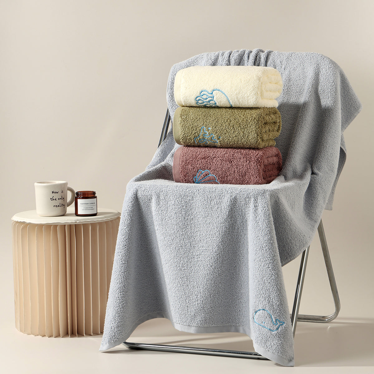Ocean embroidered towels - 海洋 - photo 1